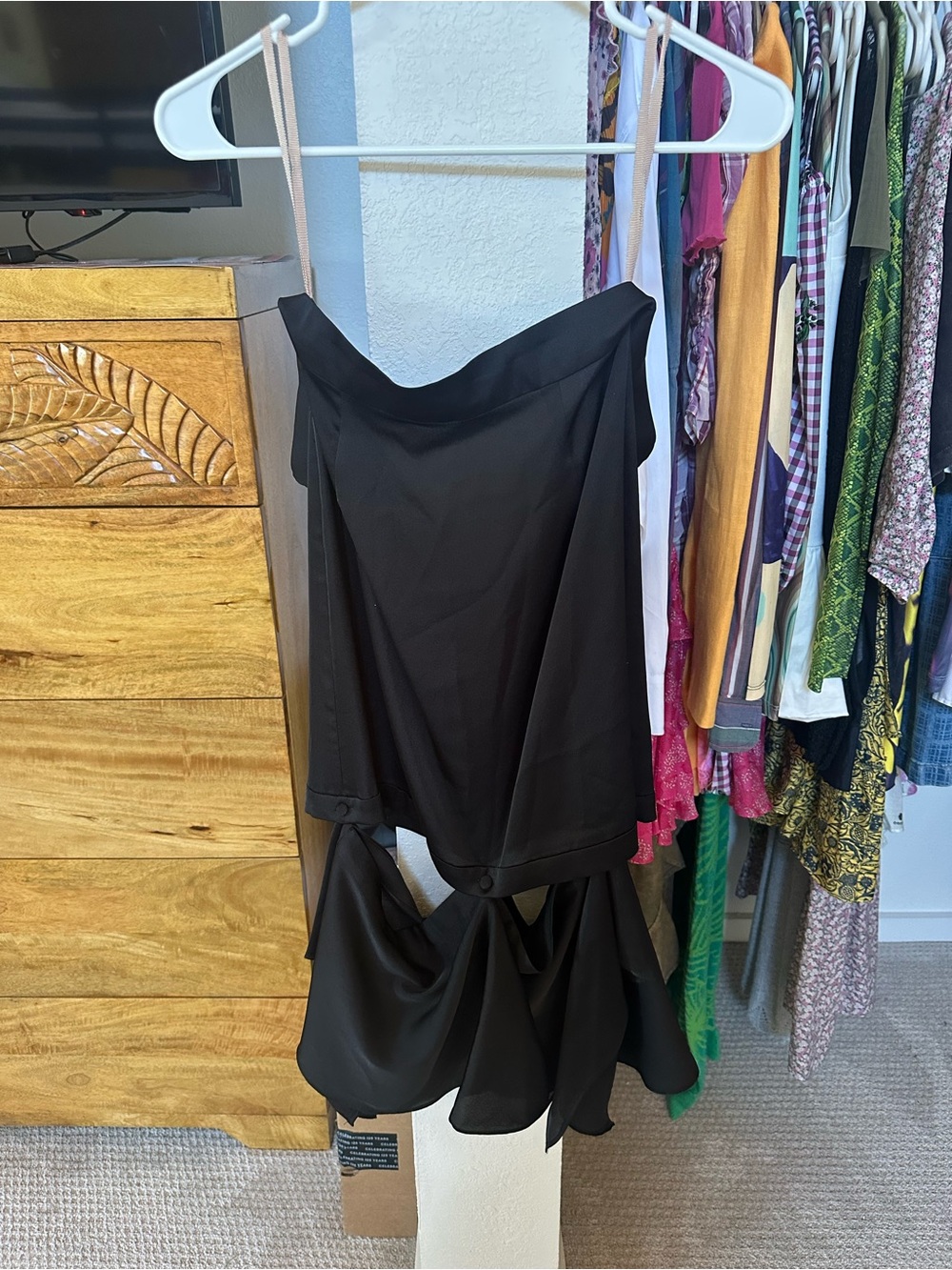 Fame and Partners Black Asymmetrical Midi Skirt